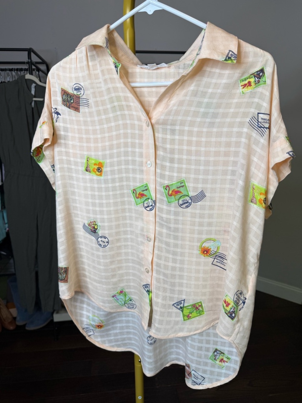 Anthropologie camp  shirt in‎ soft pink